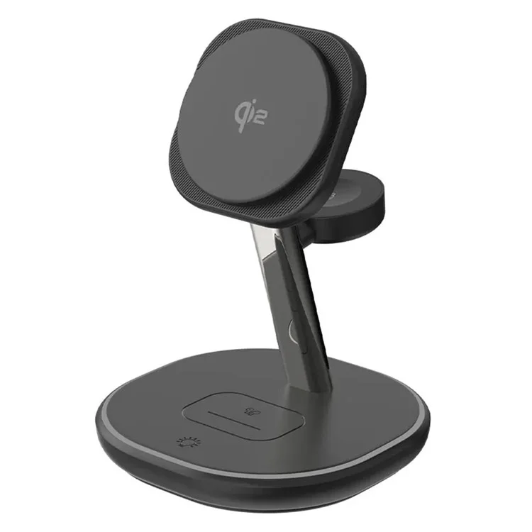 Z27 QI2 3-in-1 15W Charging Stand Phone Watch Earphone Magnetic Wireless Charger - Black