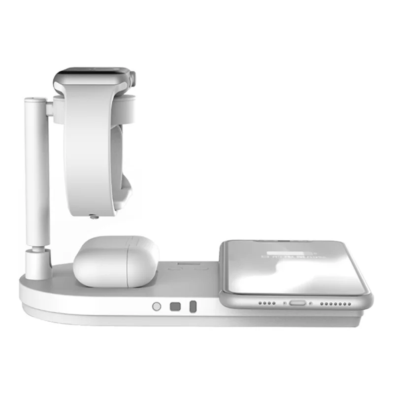 F5 15W 4-in-1 Wireless Charging Station Phone Watch Earphones Foldable Wireless Charger - White / For Samsung Devices