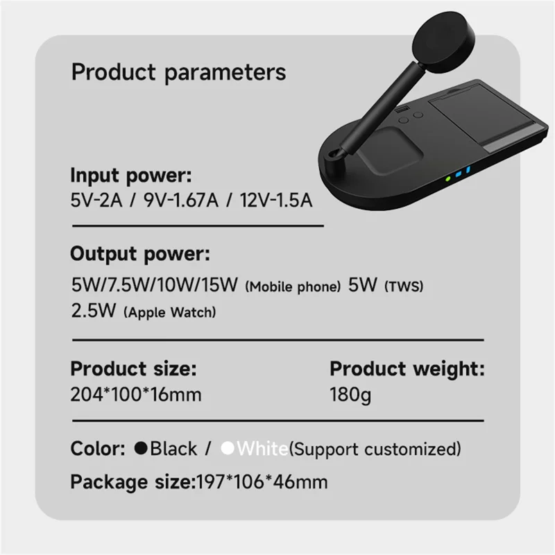 F5 15W 4-in-1 Wireless Charging Station Phone Watch Earphones Foldable Wireless Charger - White / For Samsung Devices