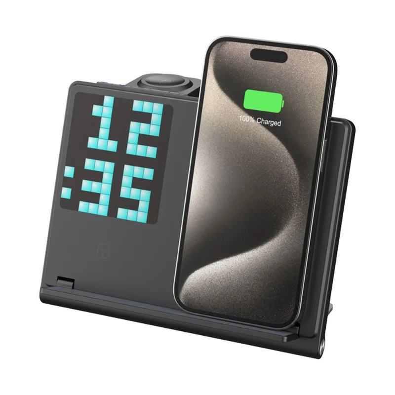 F20 15W 5-in-1 Multifunctional Wireless Charger Folding Charging Stand for Cell Phone, Watch, Earbuds