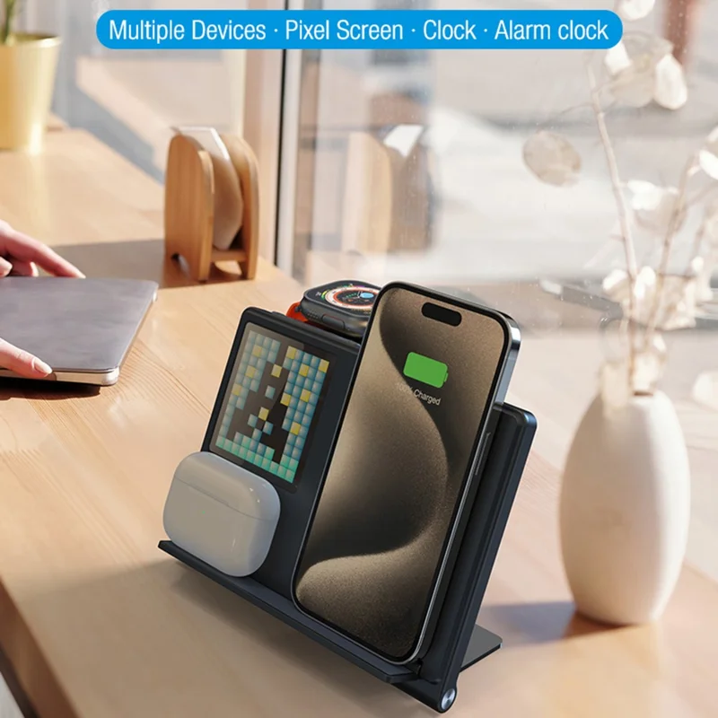 F20 15W 5-in-1 Multifunctional Wireless Charger Folding Charging Stand for Cell Phone, Watch, Earbuds