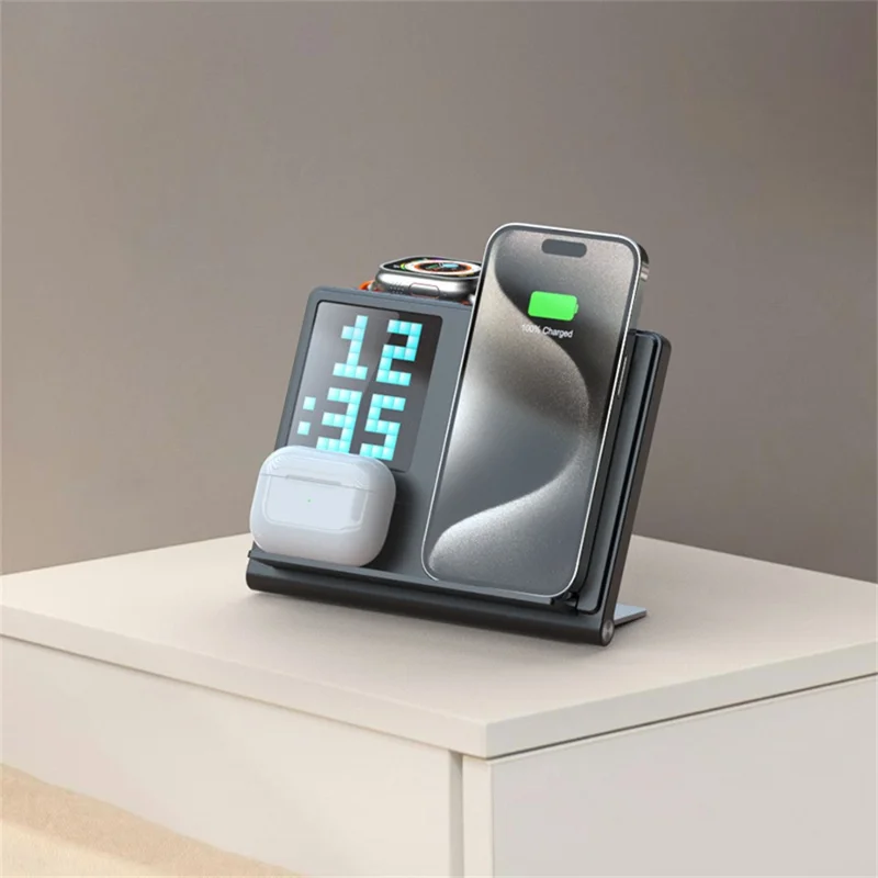 F20 15W 5-in-1 Multifunctional Wireless Charger Folding Charging Stand for Cell Phone, Watch, Earbuds