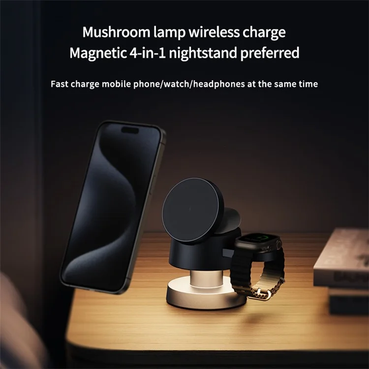 X6 Magnetic Wireless Charger for Apple Devices Phone Watch Earphone Charger Lamp, (CE Certified)