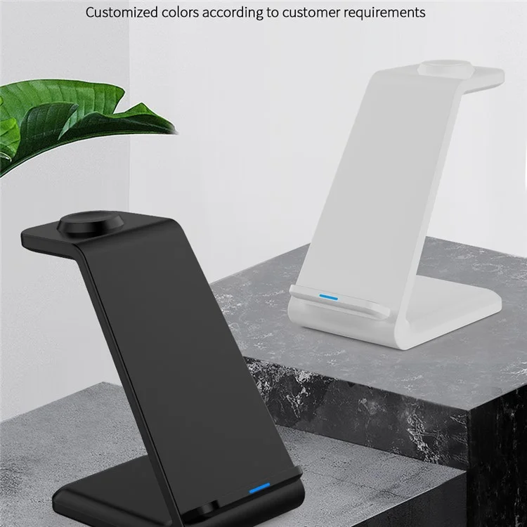 E8 3-em-1 15W Sem Fio Carregador de Telefone Assistir Fone de Ouvido Com Desktop Carregamento - Preto