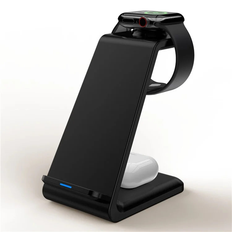 E8 3-em-1 15W Sem Fio Carregador de Telefone Assistir Fone de Ouvido Com Desktop Carregamento - Preto