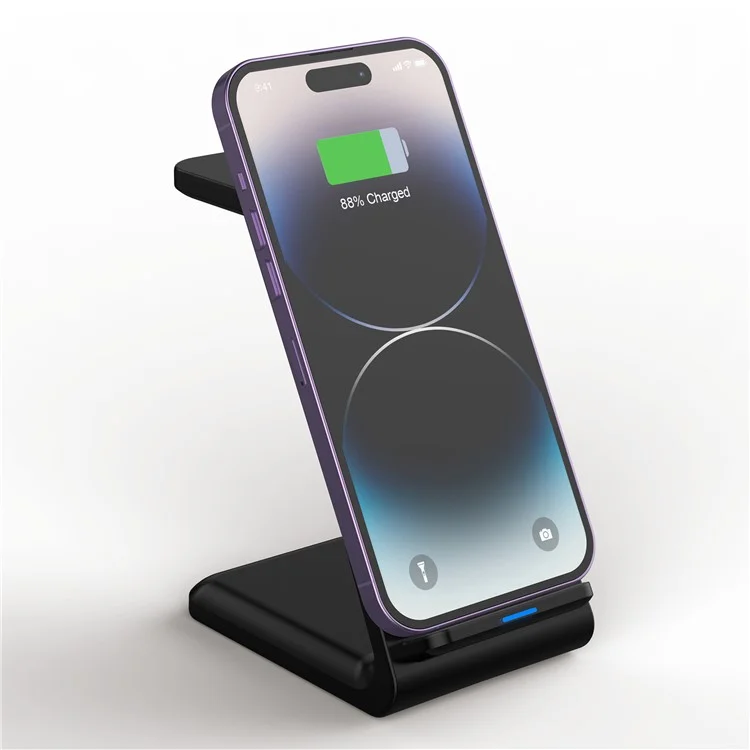 E8 3-em-1 15W Sem Fio Carregador de Telefone Assistir Fone de Ouvido Com Desktop Carregamento - Preto