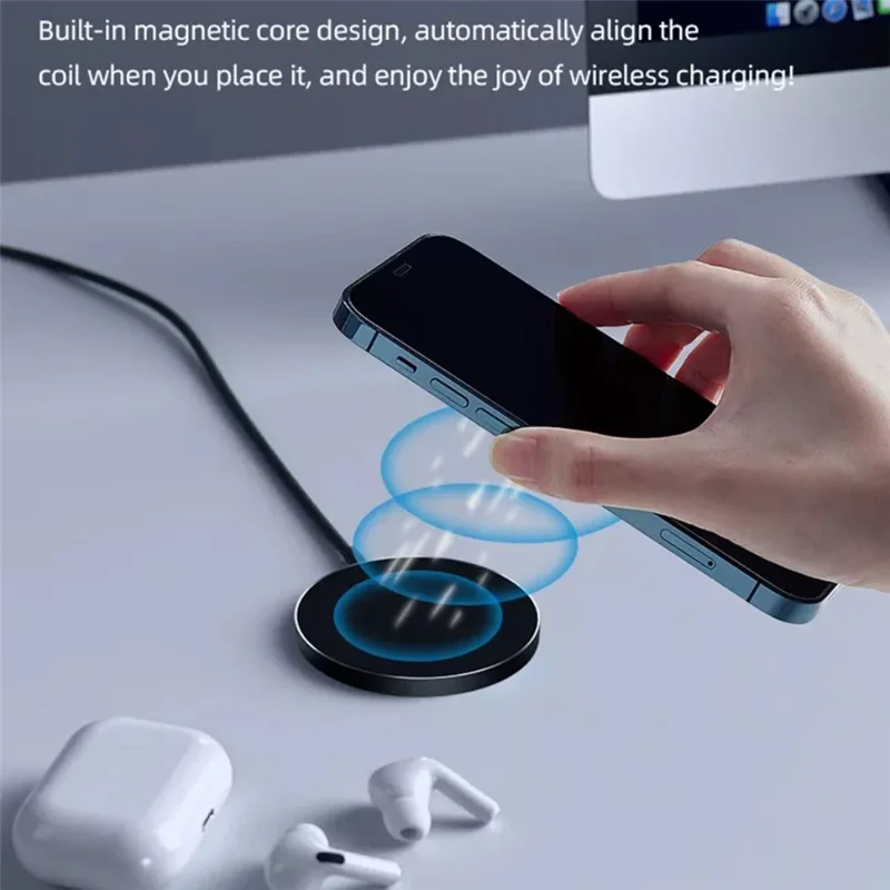 C12 Type-C Cable Round Magnetic Wireless Charger Phone Charging Pad - White