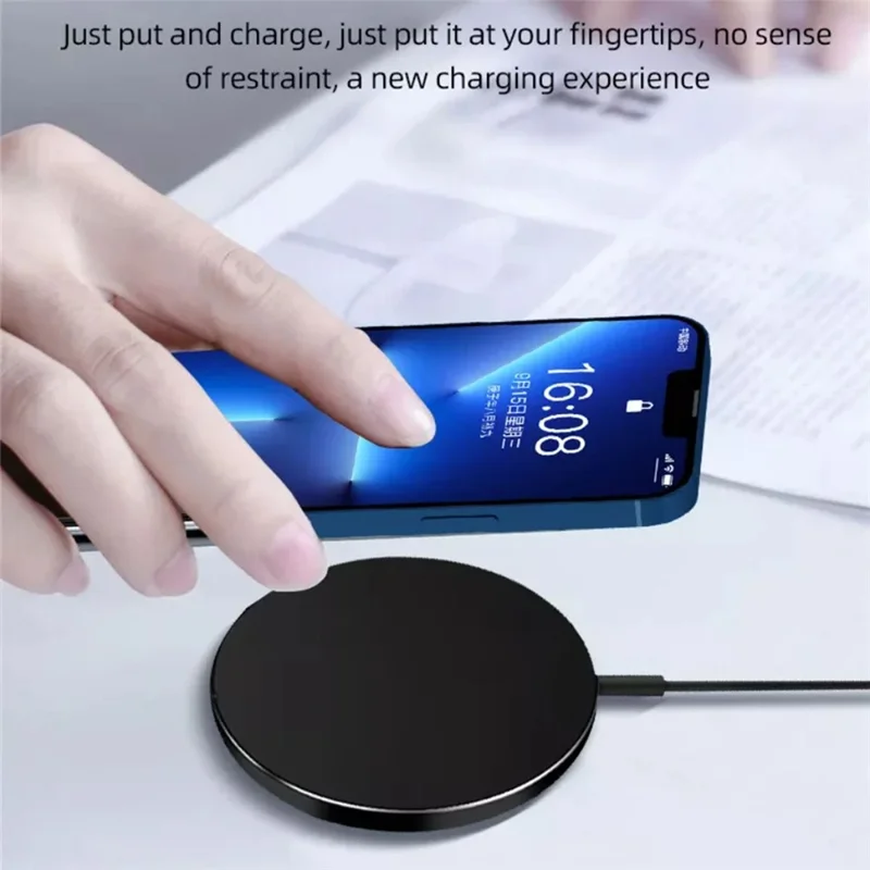 C12 Type-C Cable Round Magnetic Wireless Charger Phone Charging Pad - White