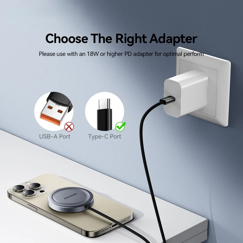 ESSAGER Qi2 15W Snelladen Aluminiumlegering + PC Magnetische Draadloze Oplader voor iPhone 12-16 - Zilver