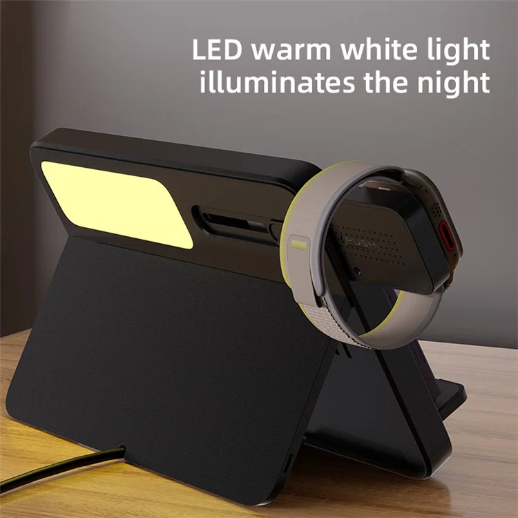 C30 15W Dual Ring Foldable 3 in 1 Wireless Charger Watch Earphone Phone Magnetic Wireless Charger - Black