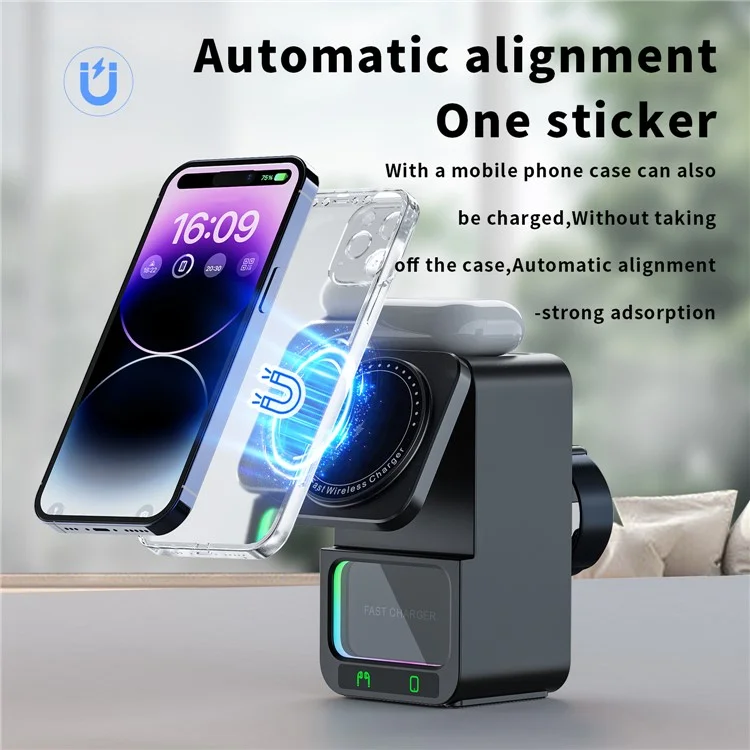 DH19 5 en 1 Dock de Chargeur Sans Fil Multi-fonction du Haut-parleur Bluetooth / Téléphone Mobile / Écouteurs TWS - Noir