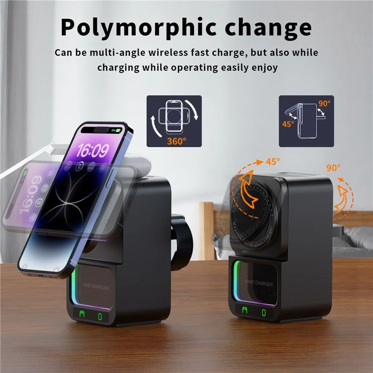 DH19 5 en 1 Dock de Chargeur Sans Fil Multi-fonction du Haut-parleur Bluetooth / Téléphone Mobile / Écouteurs TWS - Noir