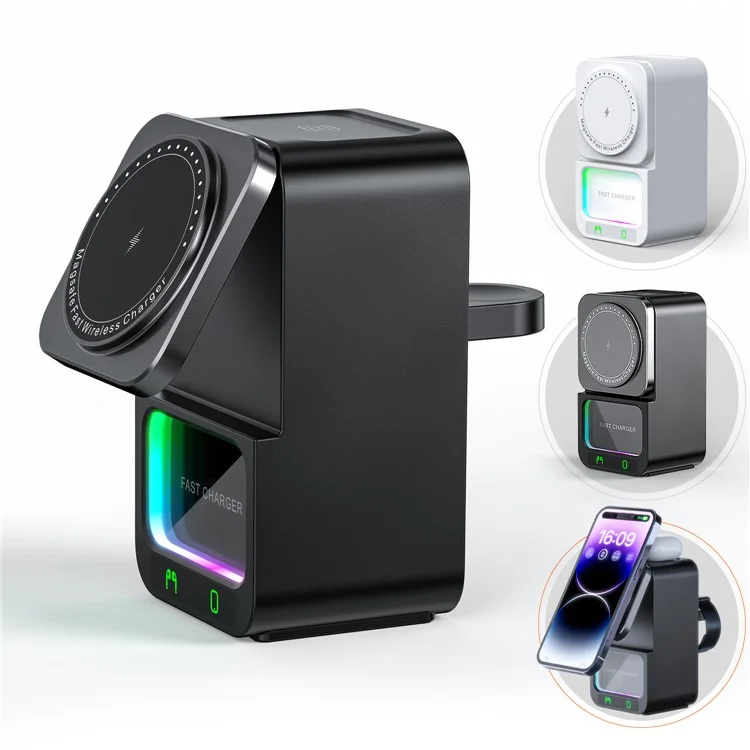 DH19 5 en 1 Dock de Chargeur Sans Fil Multi-fonction du Haut-parleur Bluetooth / Téléphone Mobile / Écouteurs TWS - Noir