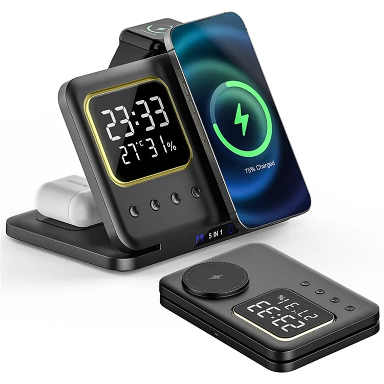 DH13 Temperatura Dell'orologio Visualizza il Telefono Auricolare Auricolare Per Telefono Magnetico Stand di Ricarica Wireless