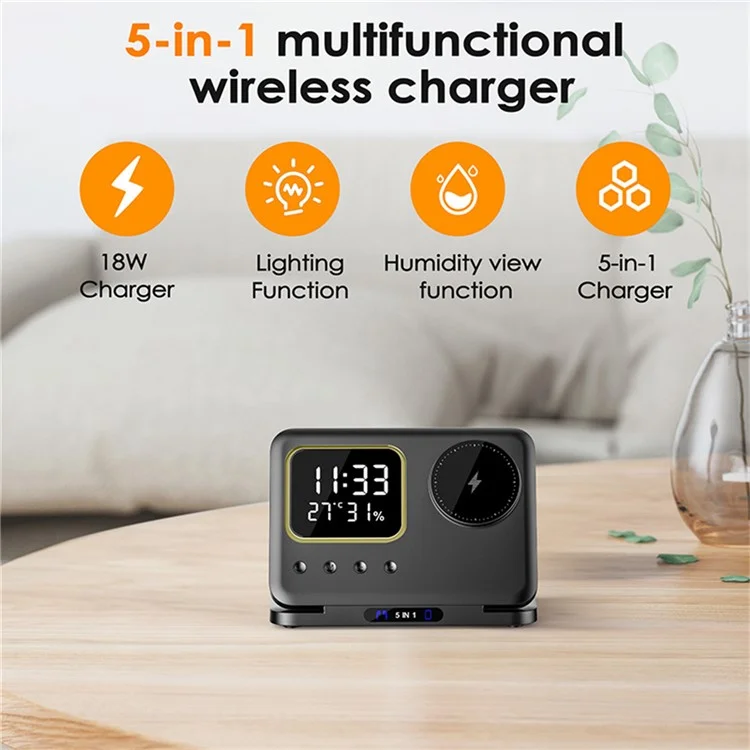 DH13 Temperatura Dell'orologio Visualizza il Telefono Auricolare Auricolare Per Telefono Magnetico Stand di Ricarica Wireless