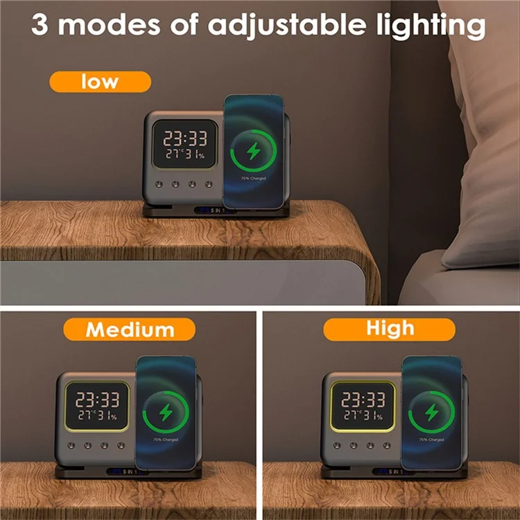 DH13 Temperatura Dell'orologio Visualizza il Telefono Auricolare Auricolare Per Telefono Magnetico Stand di Ricarica Wireless