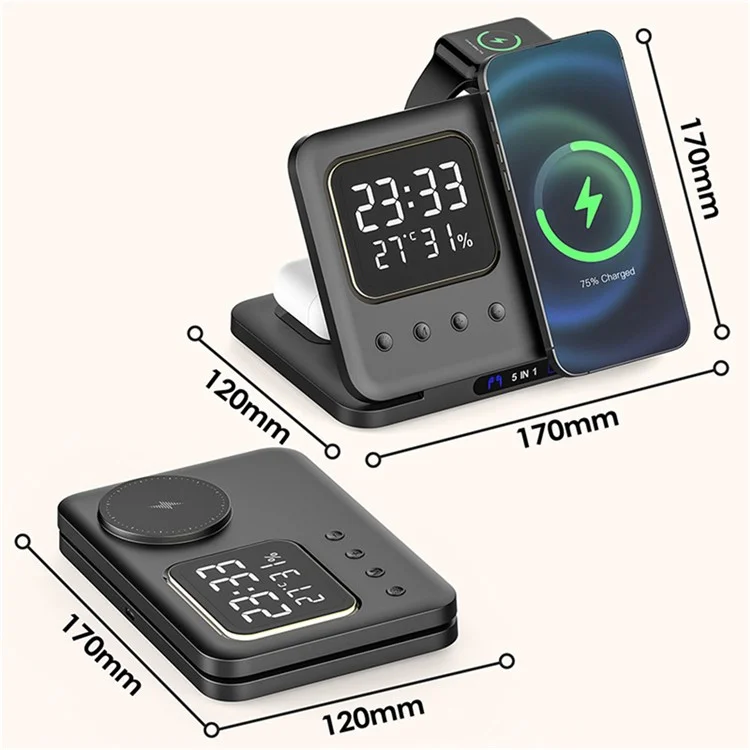 DH13 Temperatura Dell'orologio Visualizza il Telefono Auricolare Auricolare Per Telefono Magnetico Stand di Ricarica Wireless