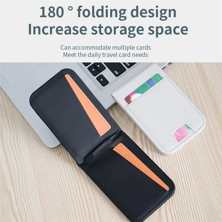 FLD-F5 3-in-1 Magnetic Wireless Charger Bold de Tarjeta Plegable Bolsa de Teléfono Móvil - Negro