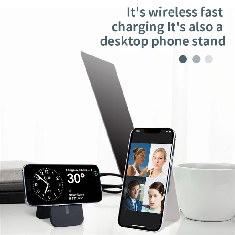 FLD-F5 3-in-1 Magnetic Wireless Charger Bold de Tarjeta Plegable Bolsa de Teléfono Móvil - Negro