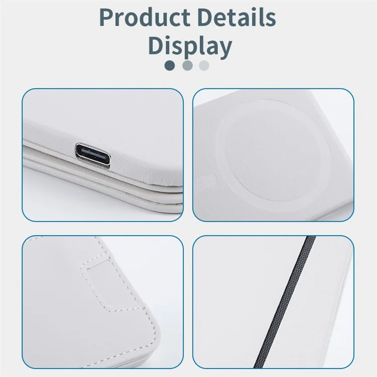 FLD-F5 3-in-1 Magnetic Wireless Charger Bold de Tarjeta Plegable Bolsa de Teléfono Móvil - Negro