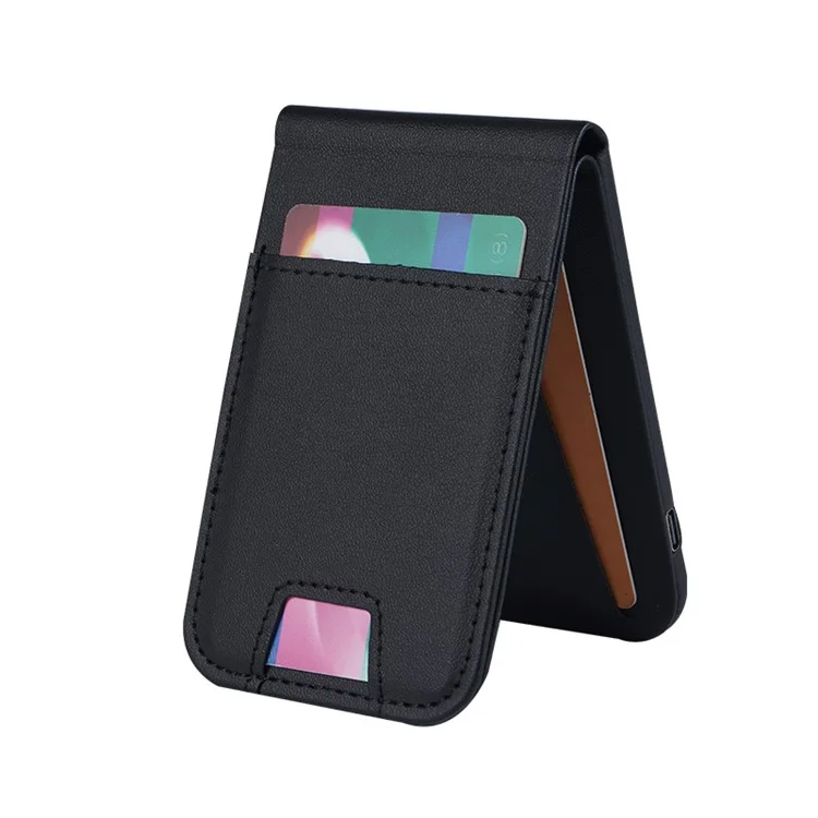 FLD-F5 3-in-1 Magnetic Wireless Charger Bold de Tarjeta Plegable Bolsa de Teléfono Móvil - Negro