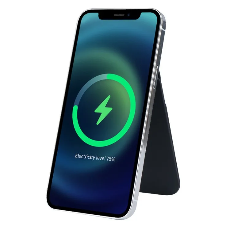 FLD-F5 3-in-1 Magnetic Wireless Charger Bold de Tarjeta Plegable Bolsa de Teléfono Móvil - Negro