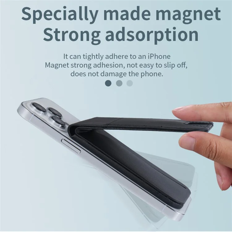 FLD-F5 3-in-1 Magnetic Wireless Charger Bold de Tarjeta Plegable Bolsa de Teléfono Móvil - Negro