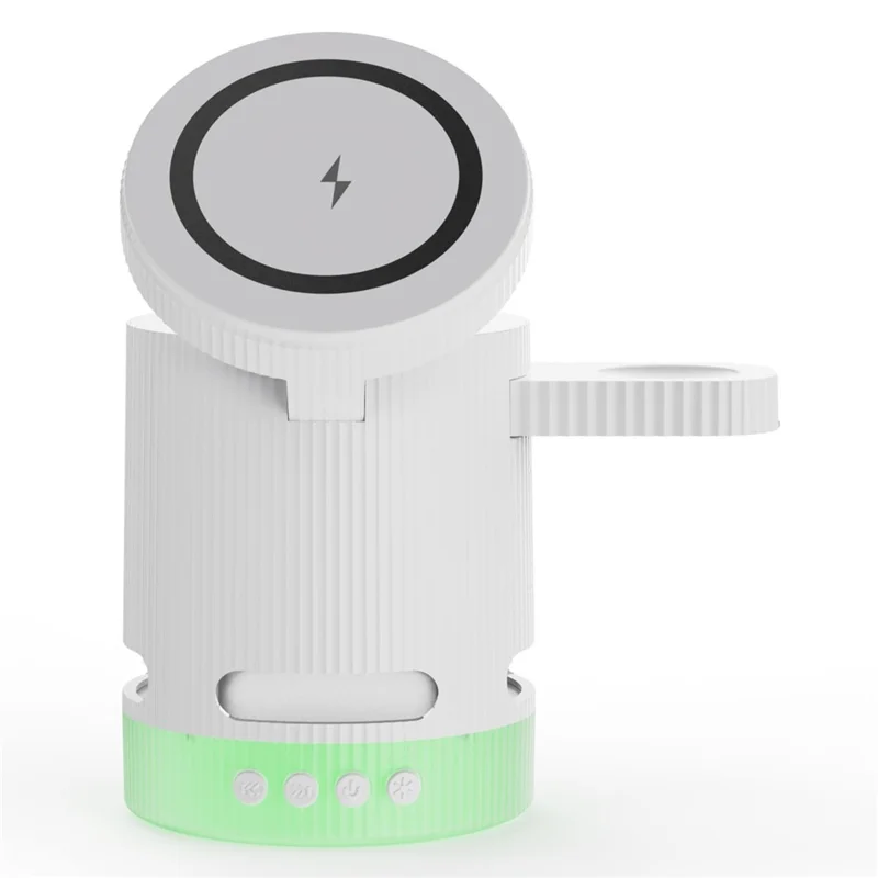 H61 4 in 1 RGB Bluetooth-compatible Speaker Foldable Wireless Charger for Phone / Earphone / Watch - White