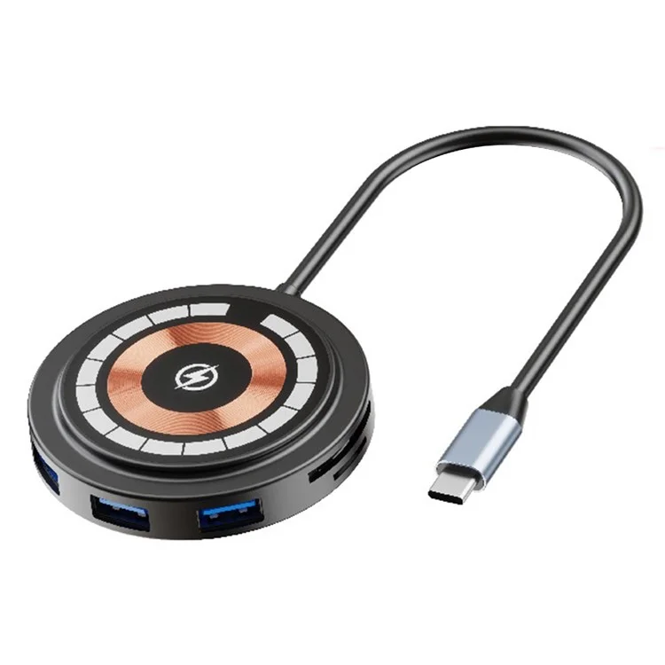 Bulk Purchasing QXF-2302b 7-in-1 Type-C Hub Magneitc Wireless Charger PD 100W Docking Station