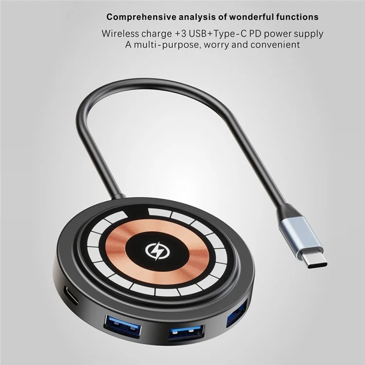 Bulk Purchasing QXF-2302b 7-in-1 Type-C Hub Magneitc Wireless Charger PD 100W Docking Station