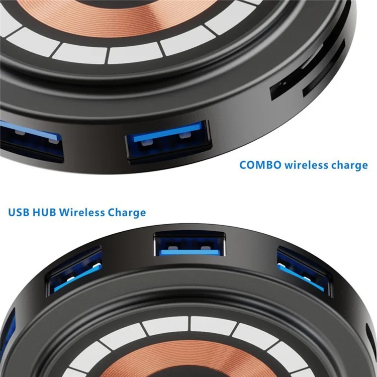 Bulk Purchasing QXF-2302b 7-in-1 Type-C Hub Magneitc Wireless Charger PD 100W Docking Station