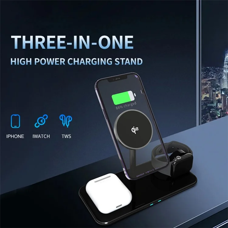 Bulk Purchasing SW12M 3-in-1 Magnetic QI2 Metal Wireless Charger Phone Earphone Smartwatch Charging Stand