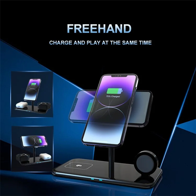 Bulk Purchasing SW12M 3-in-1 Magnetic QI2 Metal Wireless Charger Phone Earphone Smartwatch Charging Stand