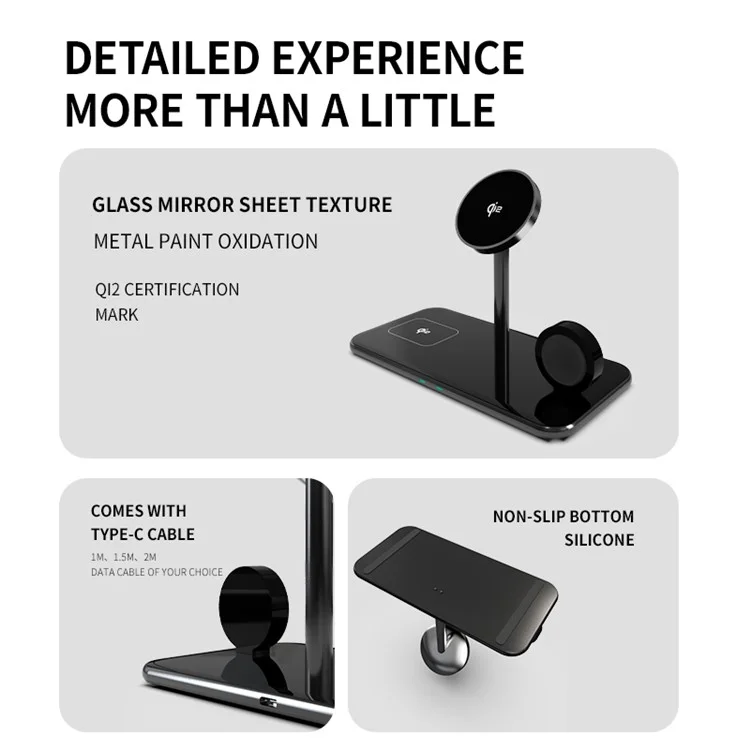 Bulk Purchasing SW12M 3-in-1 Magnetic QI2 Metal Wireless Charger Phone Earphone Smartwatch Charging Stand