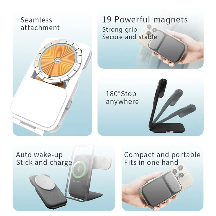 Bulk Purchasing pw08M Magnetic 3-in-1 Foldable Leather Phone Earphone Watch QI2 Wireless Charger