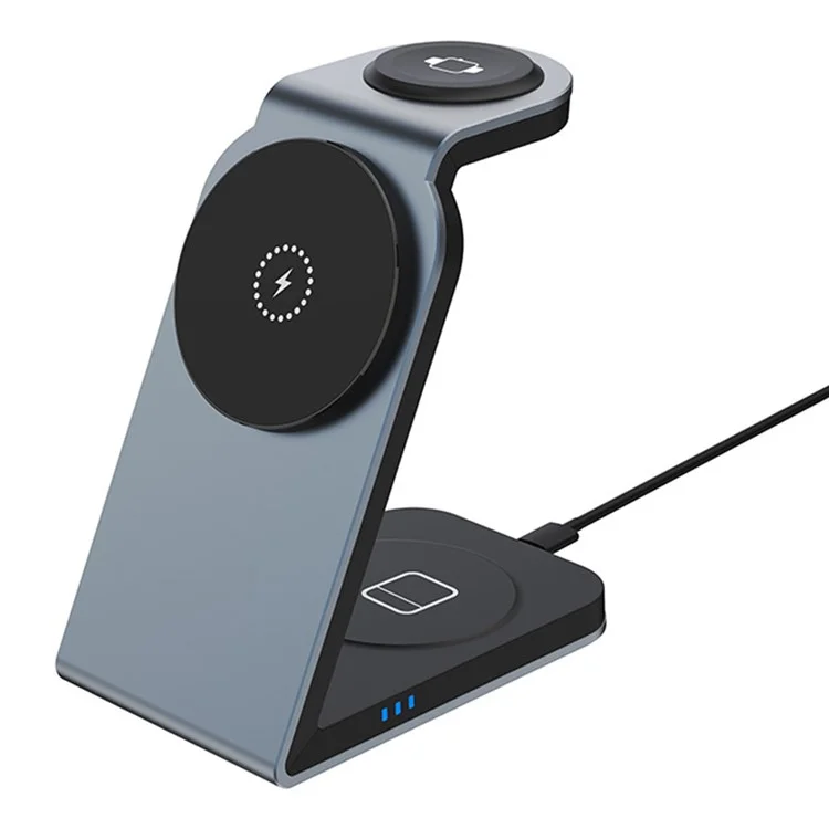 Cargador inalámbrico magnético de 3 en 1 de metal SW18 para teléfono, auricular y smartwatch