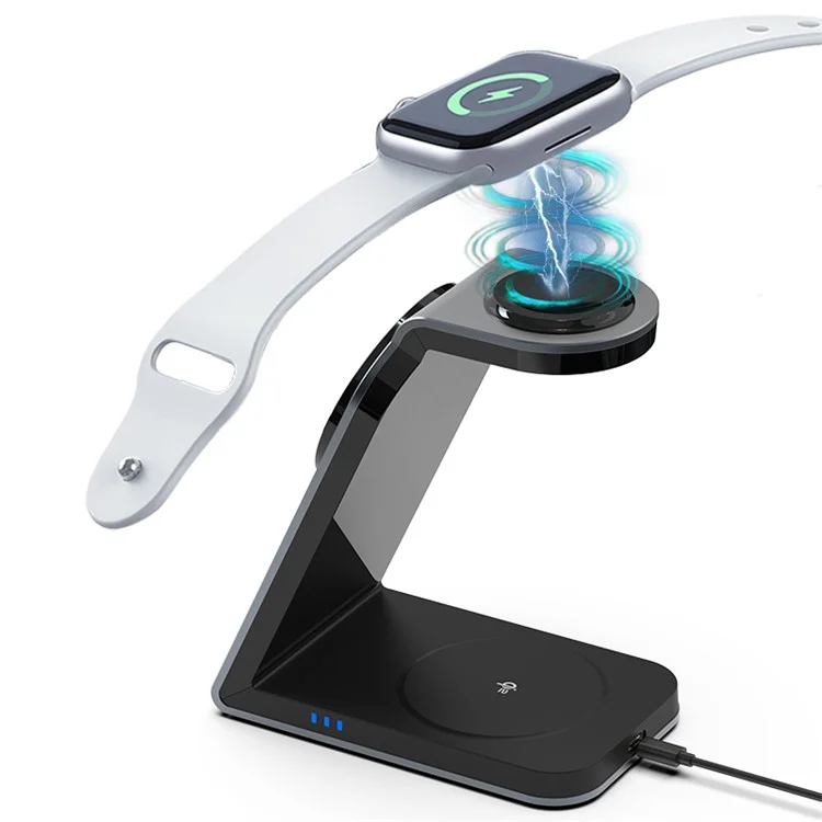 Cargador inalámbrico magnético de 3 en 1 de metal SW18 para teléfono, auricular y smartwatch
