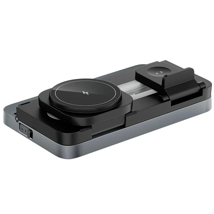 HT-539 Luz Noturna de Mesa 15W Carregador Wireless Dobrável Magnético para Telefone, Relógio e Fone de Ouvido - Preto