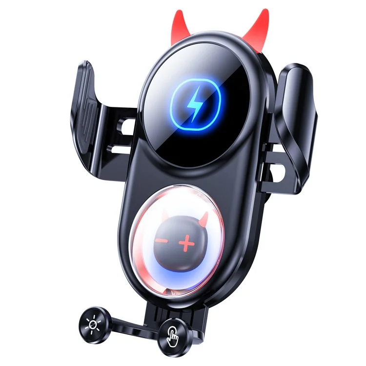 D1 15W Car Wireless Wireless Charger Devil Design Air Vent Mount Phone Holder Stand - Black
