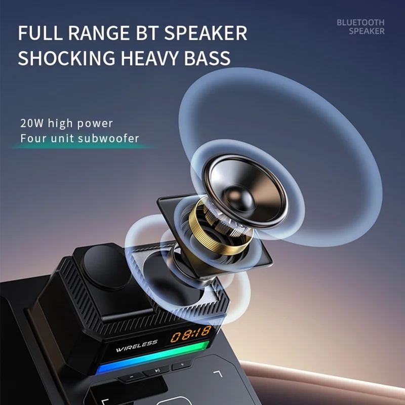 C18 6-in-1 Wireless Charger Digital Charging Station with Bluetooth-compatible Speaker RGB Light - Orange