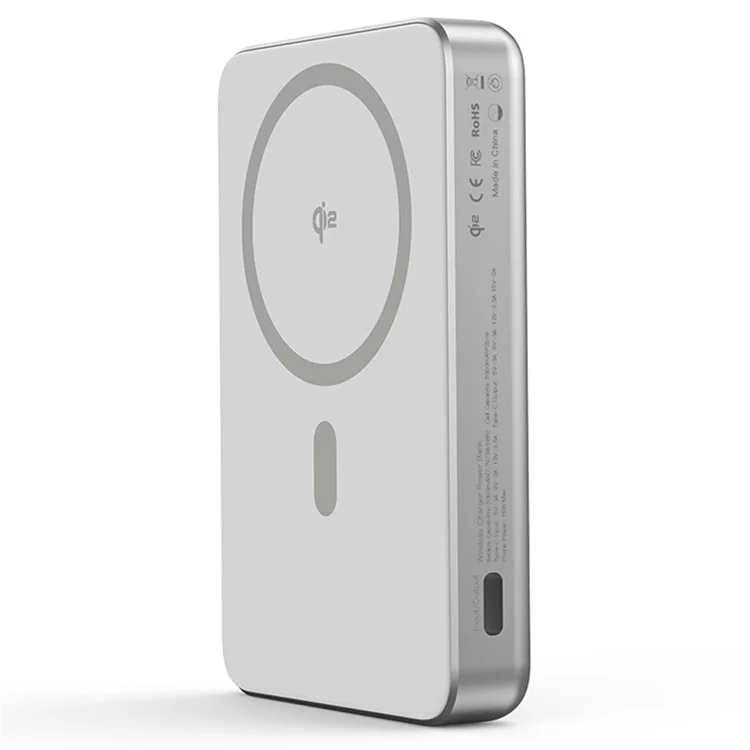 Achat en gros de la batterie externe magnétique YF-P17 Qi2 certifiée 10 000 mAh avec chargement sans fil rapide 15 W et support - Argent+Blanc