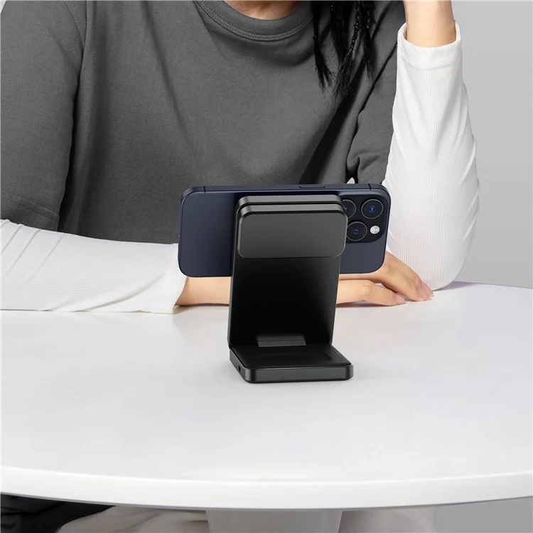 Acquisto all'ingrosso YF-M8 Qi2 Certified Telaio in lega di alluminio 3 in 1 Caricatore wireless pieghevole magnetico da 15W - Nero