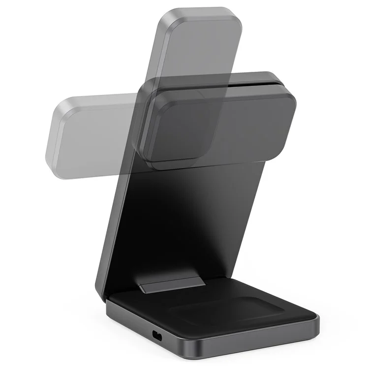 Acquisto all'ingrosso YF-M8 Qi2 Certified Telaio in lega di alluminio 3 in 1 Caricatore wireless pieghevole magnetico da 15W - Nero