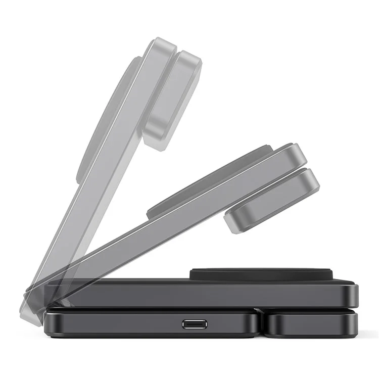 Acquisto all'ingrosso YF-M8 Qi2 Certified Telaio in lega di alluminio 3 in 1 Caricatore wireless pieghevole magnetico da 15W - Nero