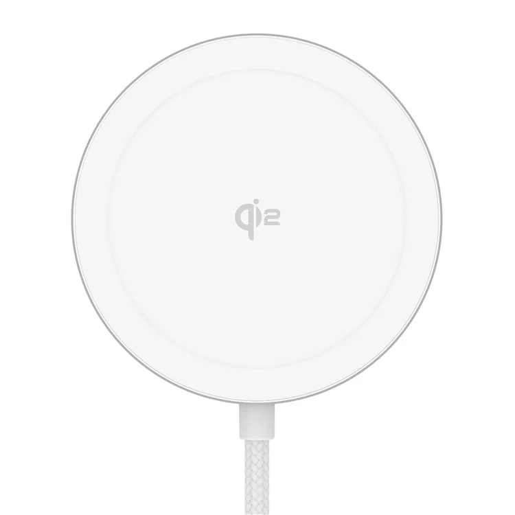 Caricatore wireless magnetico in lega di alluminio certificato Qi2, 15W max, per iPhone 15-12 - Bianco
