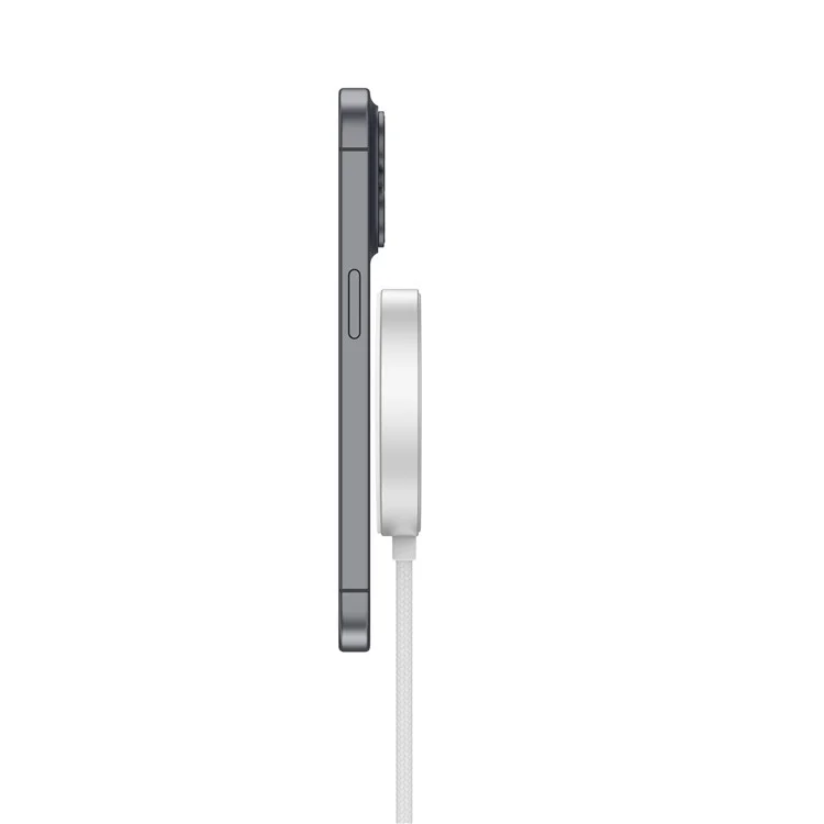 Caricatore wireless magnetico in lega di alluminio certificato Qi2, 15W max, per iPhone 15-12 - Bianco