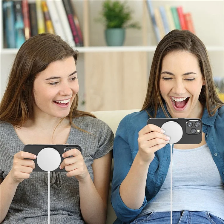 Caricatore wireless magnetico in lega di alluminio certificato Qi2, 15W max, per iPhone 15-12 - Bianco