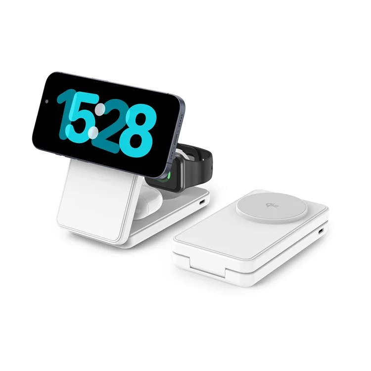 Comprar en grandes cantidades el banco de energía magnético plegable de 10000 mAh certificado Qi2 para iPhone, AirPods, Apple Watch - Blanco