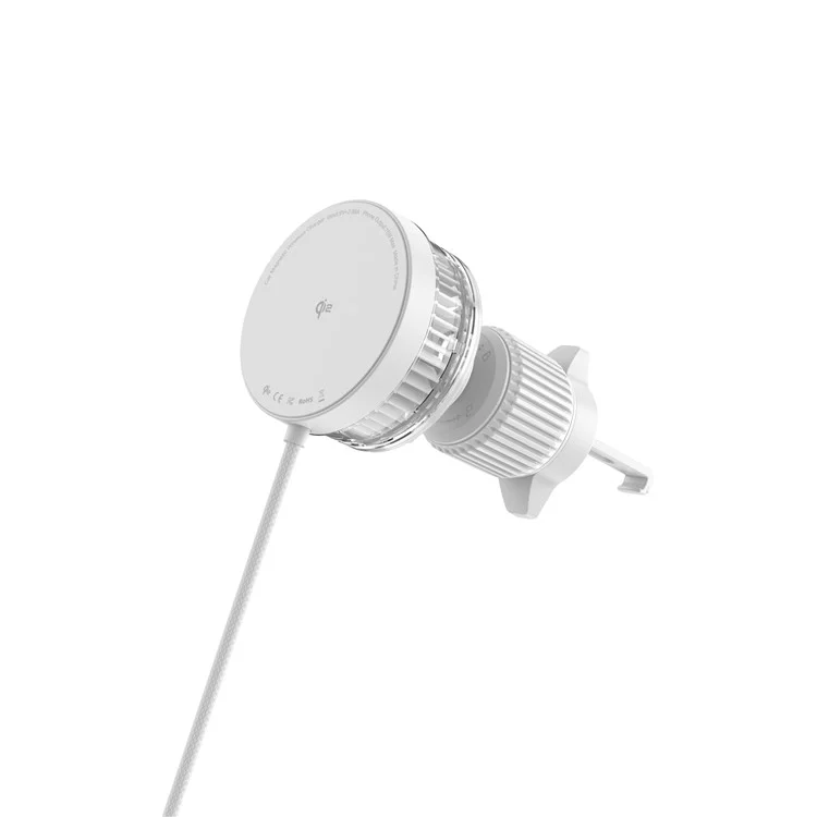 Achat en gros de chargeur sans fil magnétique pour voiture M32 Qi2 certifié 15W avec support de montage sur bouche d'aération et câble de 1m pour iPhone - Blanc