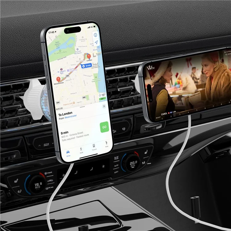 Achat en gros de chargeur sans fil magnétique pour voiture M32 Qi2 certifié 15W avec support de montage sur bouche d'aération et câble de 1m pour iPhone - Blanc